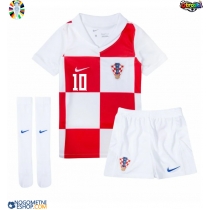 Otroški Nogometni dresi Hrvaška Luka Modric #10 Domači EP 2024 Kratek Rokav (+ Kratke hlače)